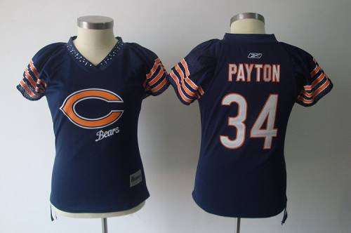 Bears #34 Walter Payton Blue 2011 Women's Field Flirt Stitched NFL Jersey - Click Image to Close